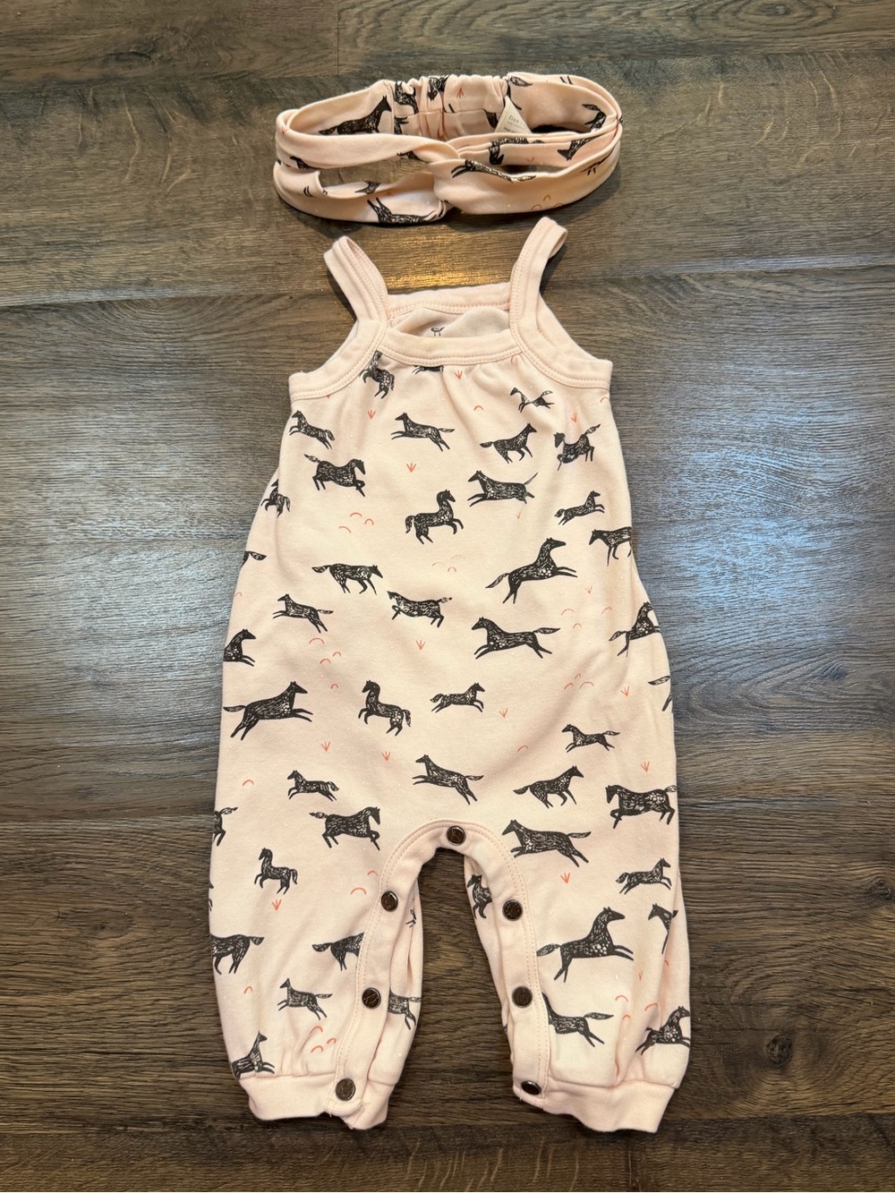 Finn + Emma Horse Print Romper with Matching Headband